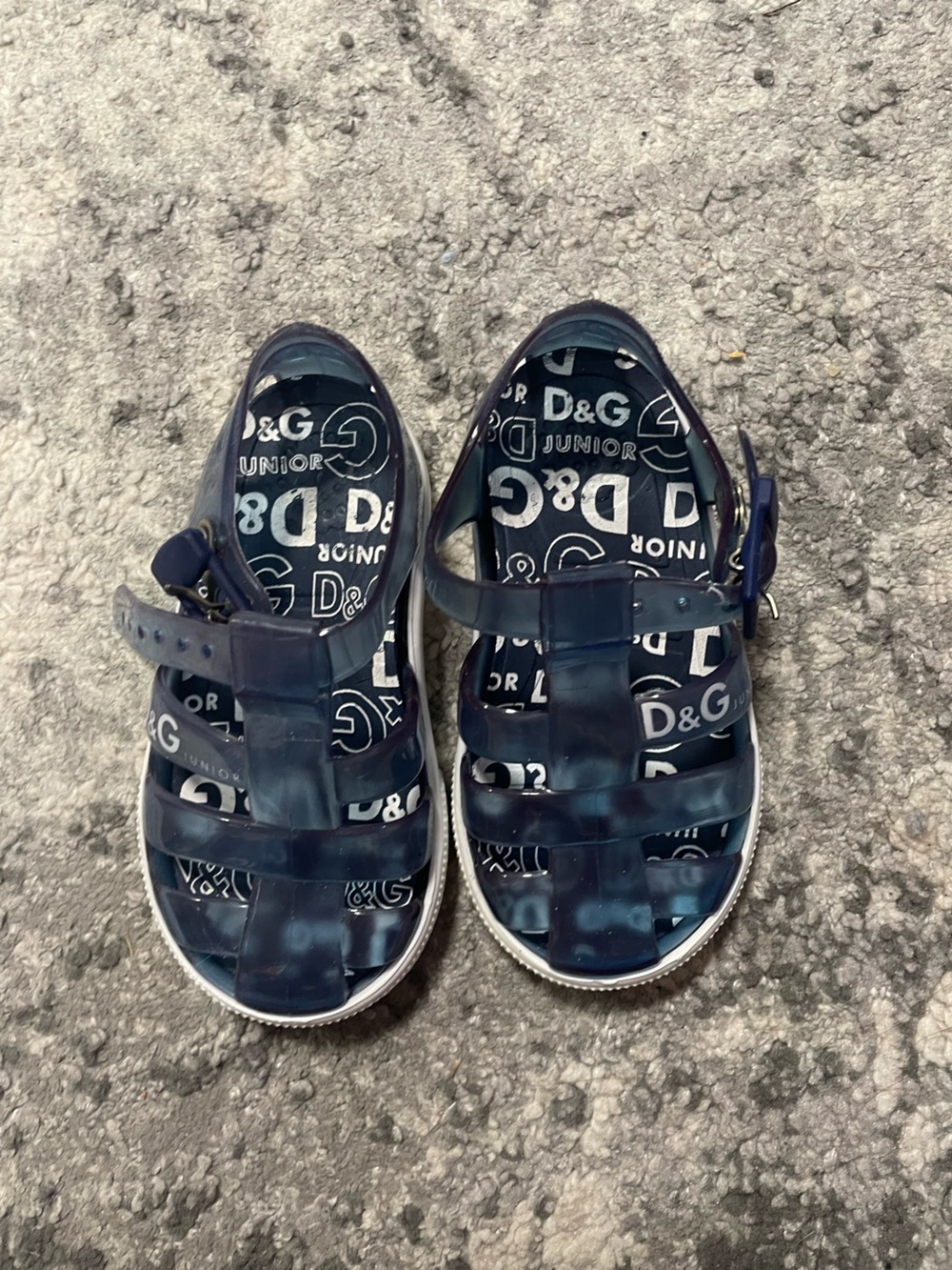 Dolce & Gabbana Navy Logo Jelly Sandals for Kids